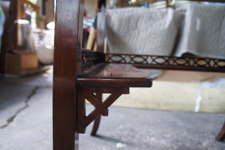 Gothic Revival Antique German Writing Desk Green Vinyl Top Pierced Fretwork at 1stDibs