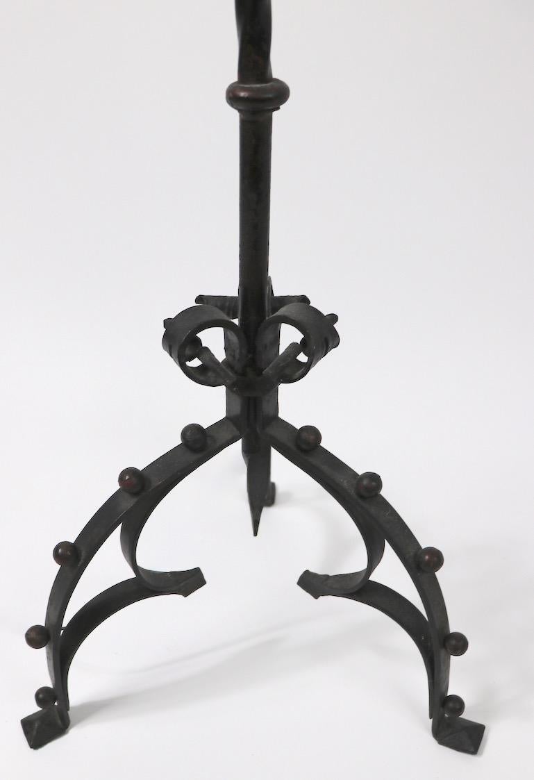 Gothic Revival Arts and Crafts Wrought Iron Floor Lamp Signed LO 1
