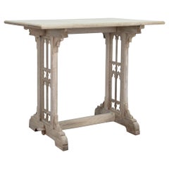 Antique Gothic Revival Bleached Oak Belgian Side Table
