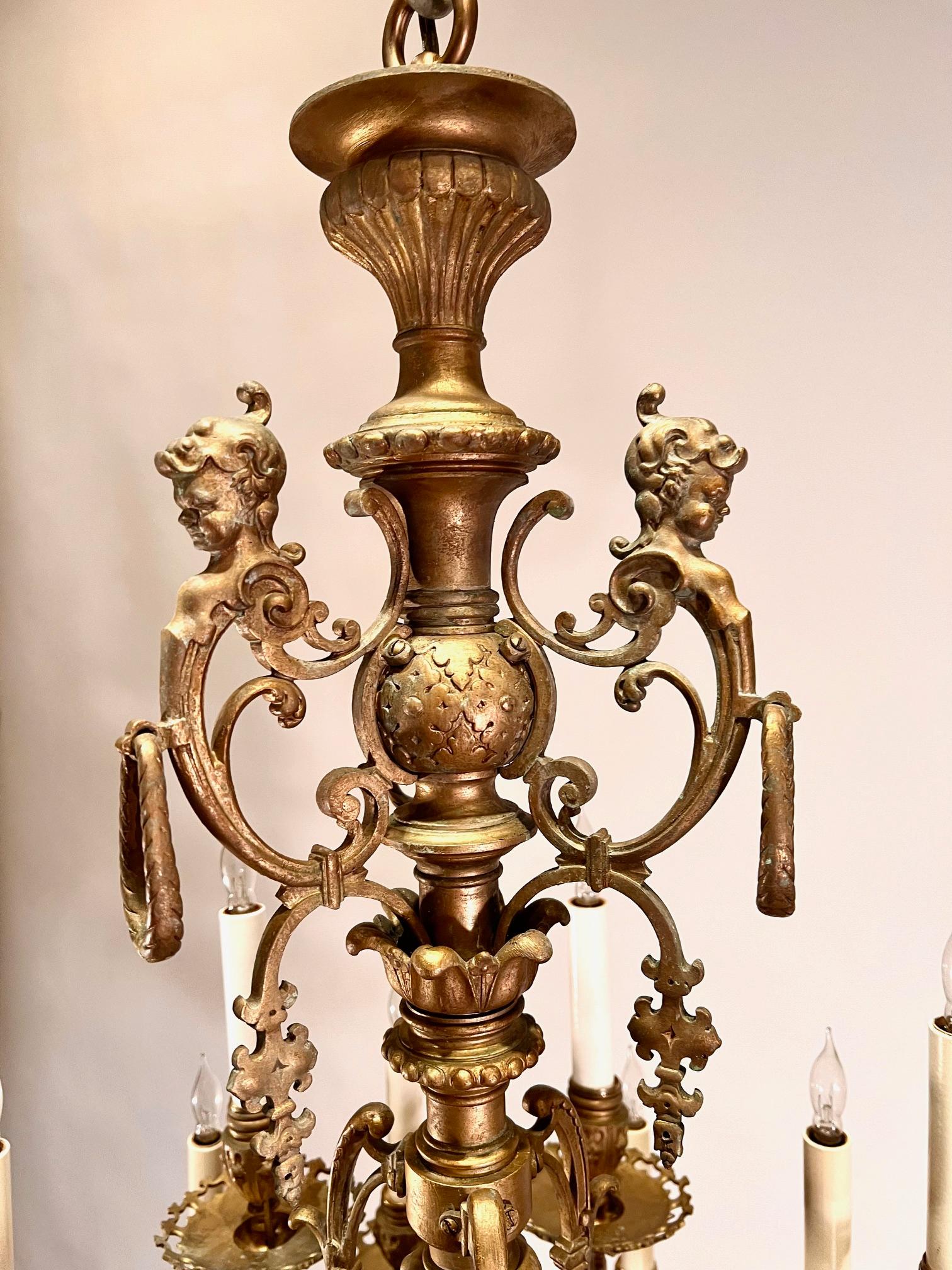 19th Century Gothic Revival Brass 18-Arm Chandelier, France, Circa:1880