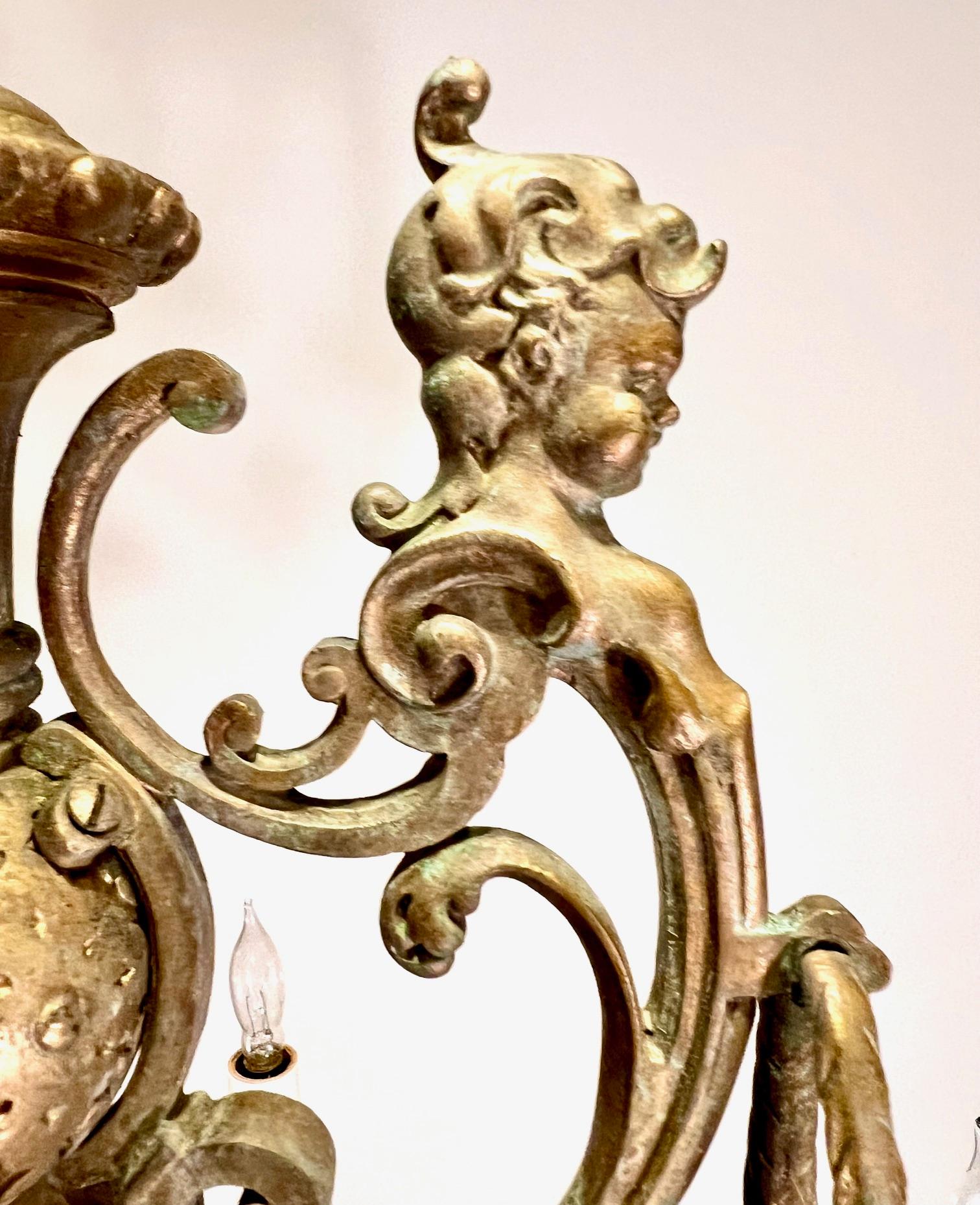 Gothic Revival Brass 18-Arm Chandelier, France, Circa:1880 2