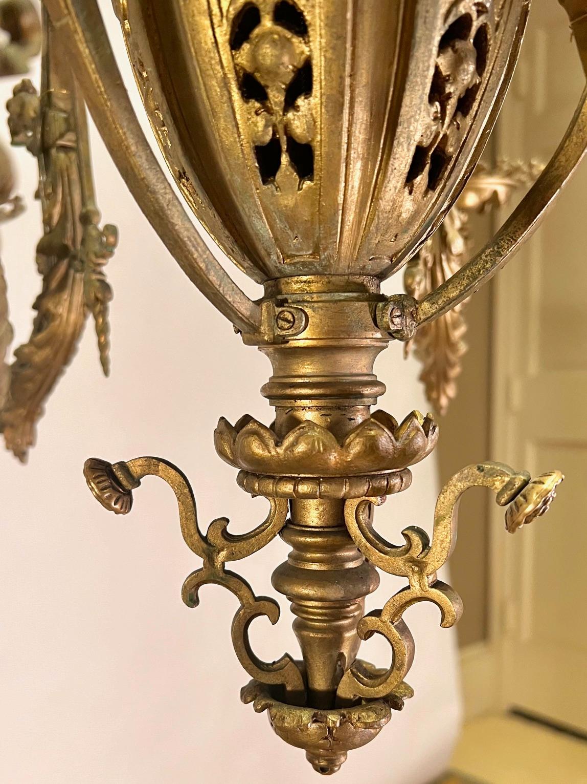 Gothic Revival Brass 18-Arm Chandelier, France, Circa:1880 3