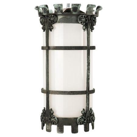 Gothic Revival Bronze and Milk Glass Wall Sconce Pendant Light Fixture