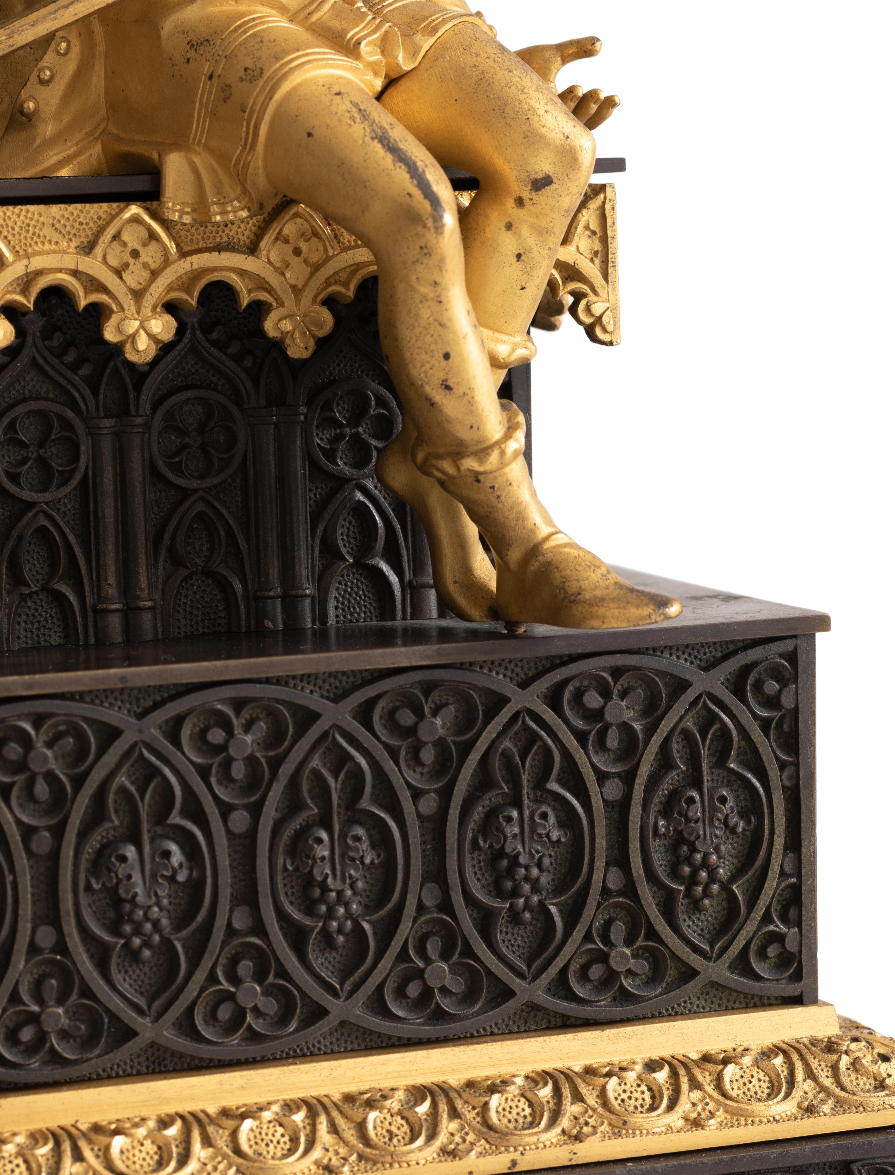 Gothic Revival Bronze Cathedral Mantel Clock, 19th Century For Sale 8