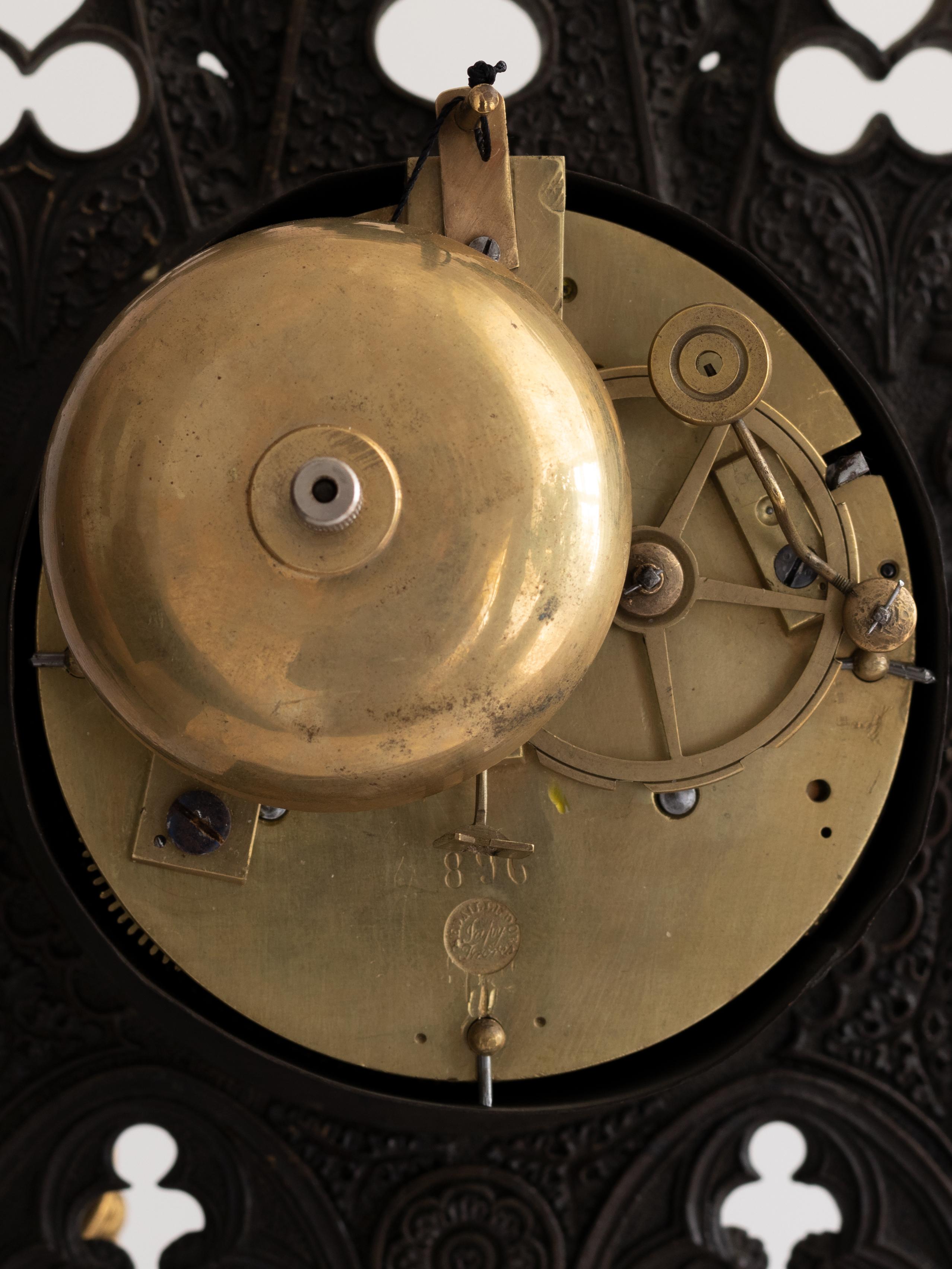 Gilt Gothic Revival Bronze Cathedral Mantel Clock, 19th Century For Sale