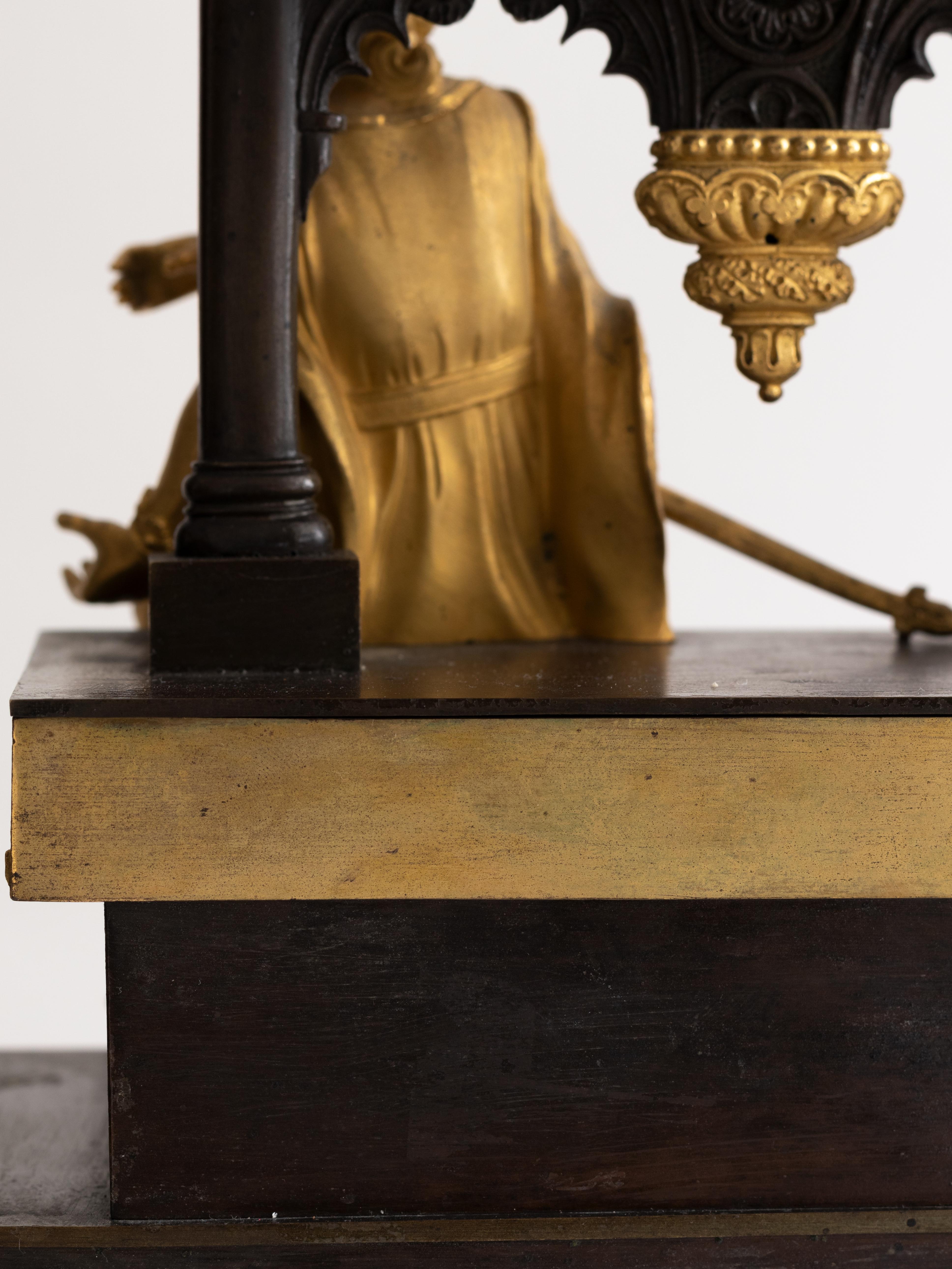 Gothic Revival Bronze Cathedral Mantel Clock, 19th Century For Sale 1