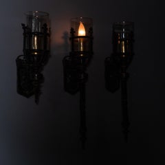 Gothic Revival Bronze & Copper Wall Sconce, Chicago Odd Fellows c.1910