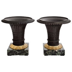 Gothic Revival Bronze Vases, Restauration France, 1st Half 19th Century