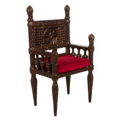 Used Gothic Revival Burgundy Armchair