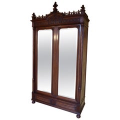 Gothic Revival Carved Armoire / Wardrobe, circa 1890 Gothic Revival Carved Armoire / Wardrobe, circa 1890