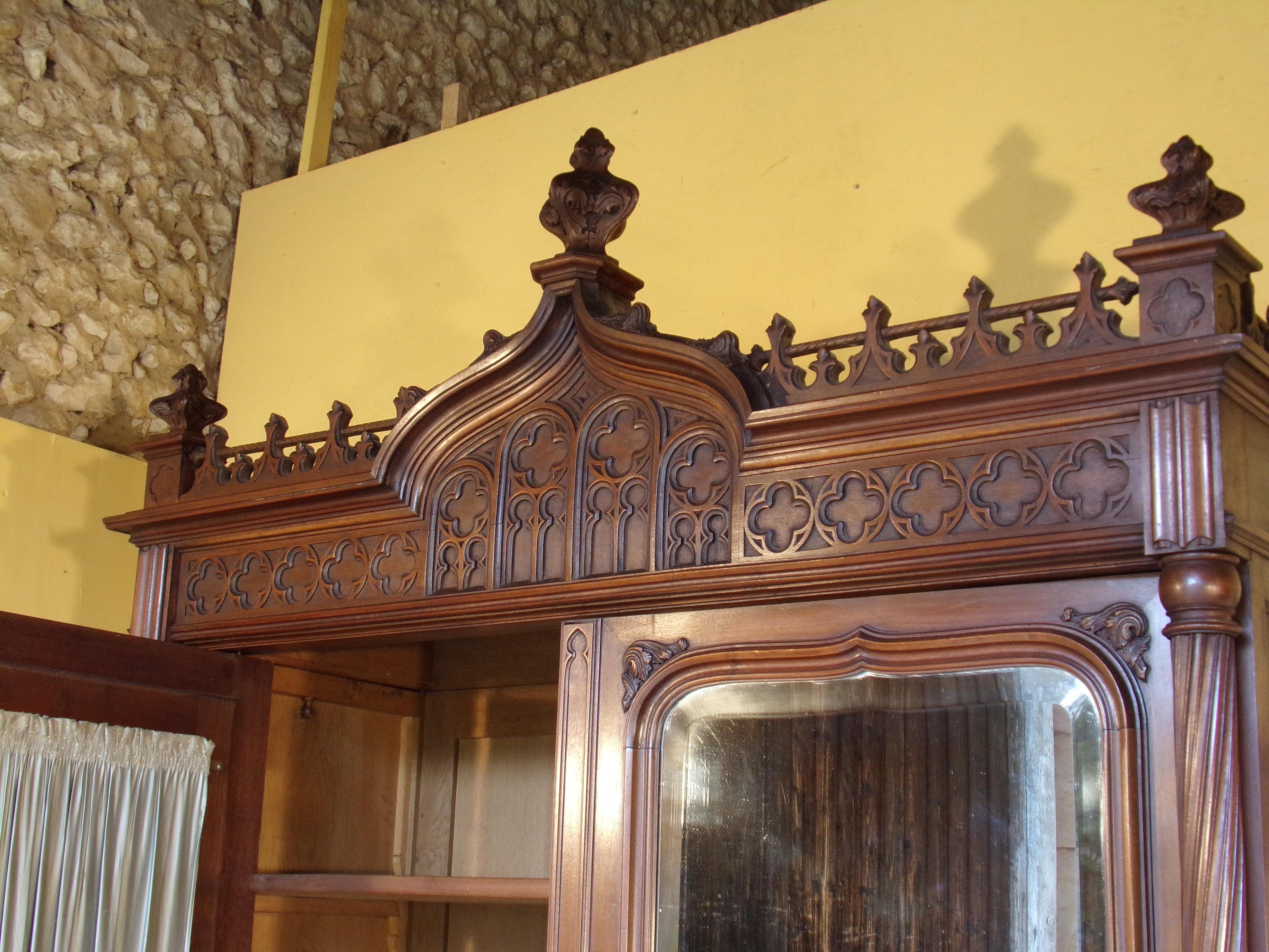 Gothic Revival Carved Double Bed, circa 1890 3