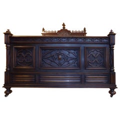 Gothic Revival Carved Double Bed, circa 1890