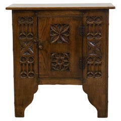 Vintage Gothic Revival Carved Oak Cabinet 20th Century
