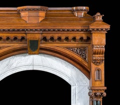 Gothic Revival Carved Oak Fireplace