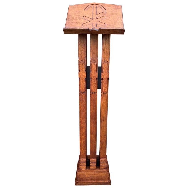 Gothic Revival Carved Oak Lectern/ Bible and Religious Book Stand with