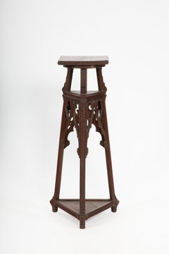 Gothic Revival Carved Oak Rotating Display Stand, 19th Century