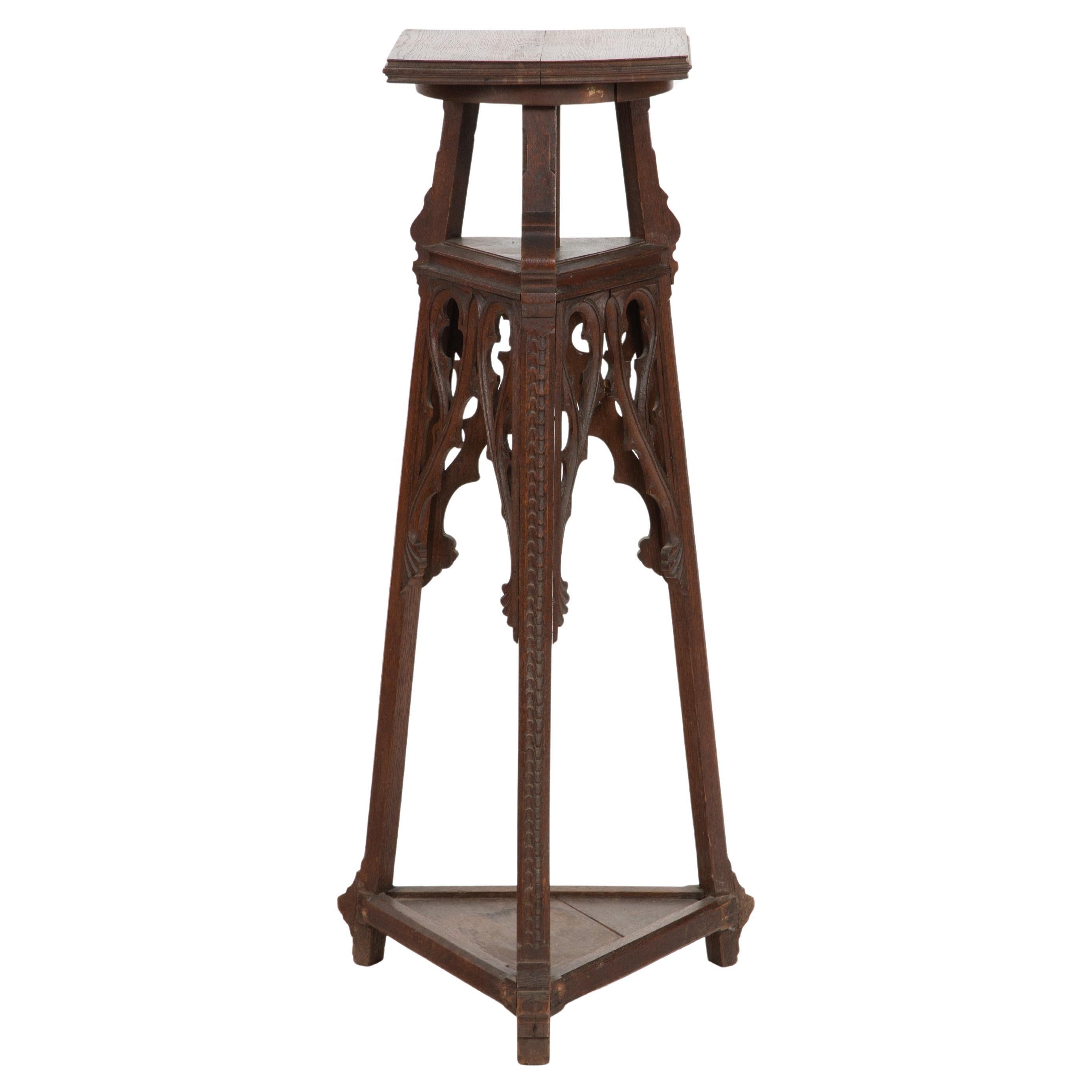 Gothic Revival Carved Oak Rotating Display Stand, 19th Century For Sale
