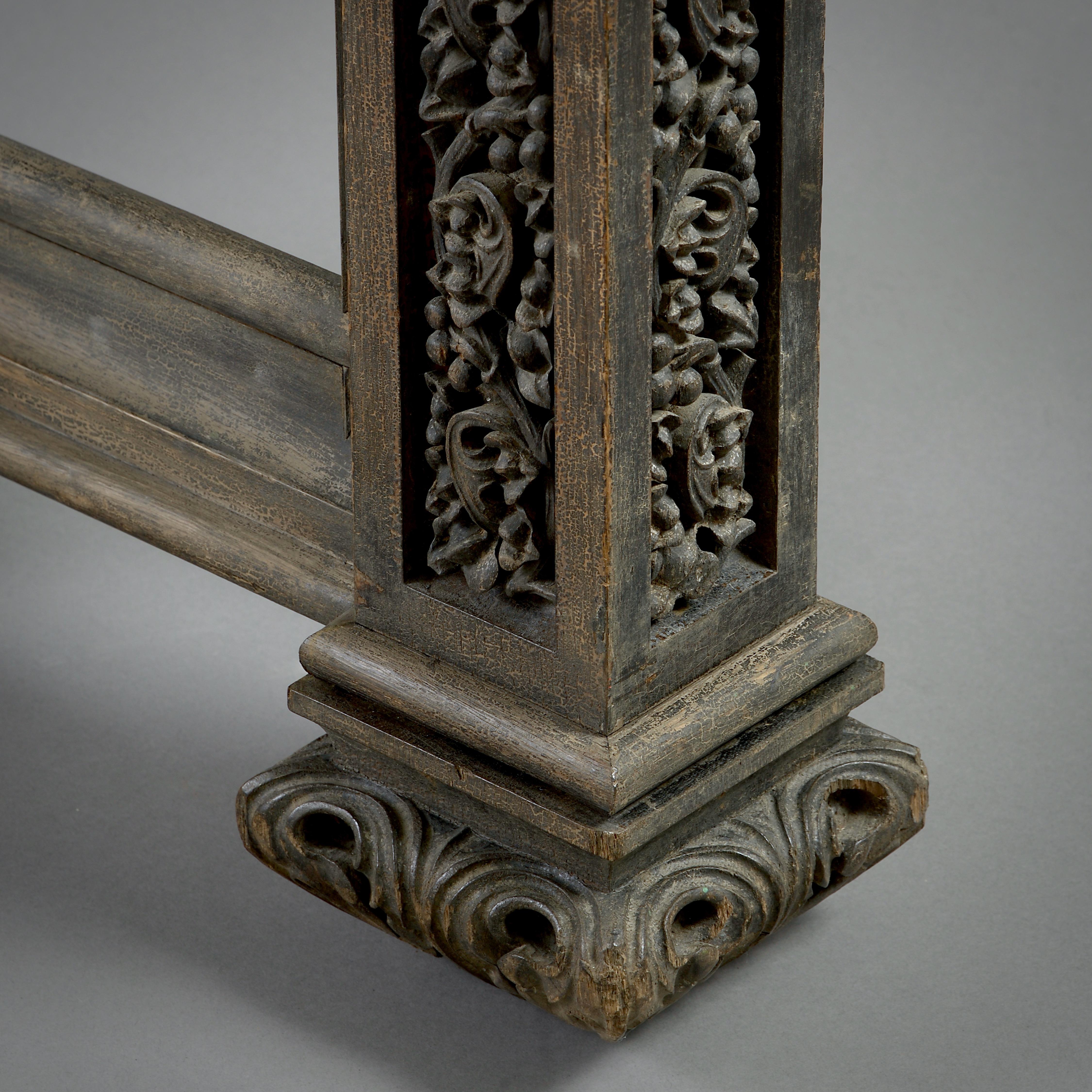 Gothic Revival Carved Oak Side Table Possibly Designed by A.W.N. Pugin For Sale 4