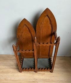 Gothic Revival Carved Oak Umbrella Stand with Carved Rail and Zinc Liner Tanks