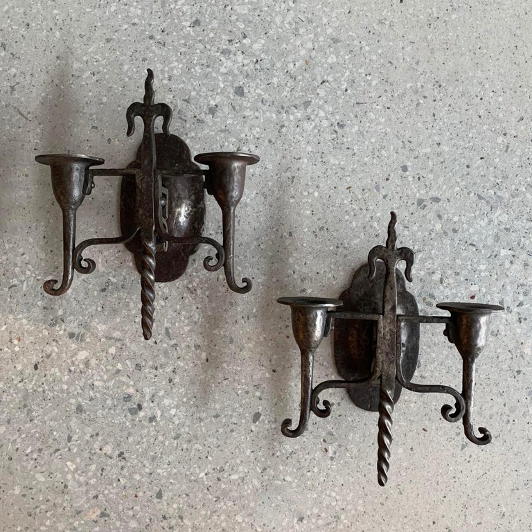 Gothic Revival Cast Iron Candle Wall Sconces at 1stDibs