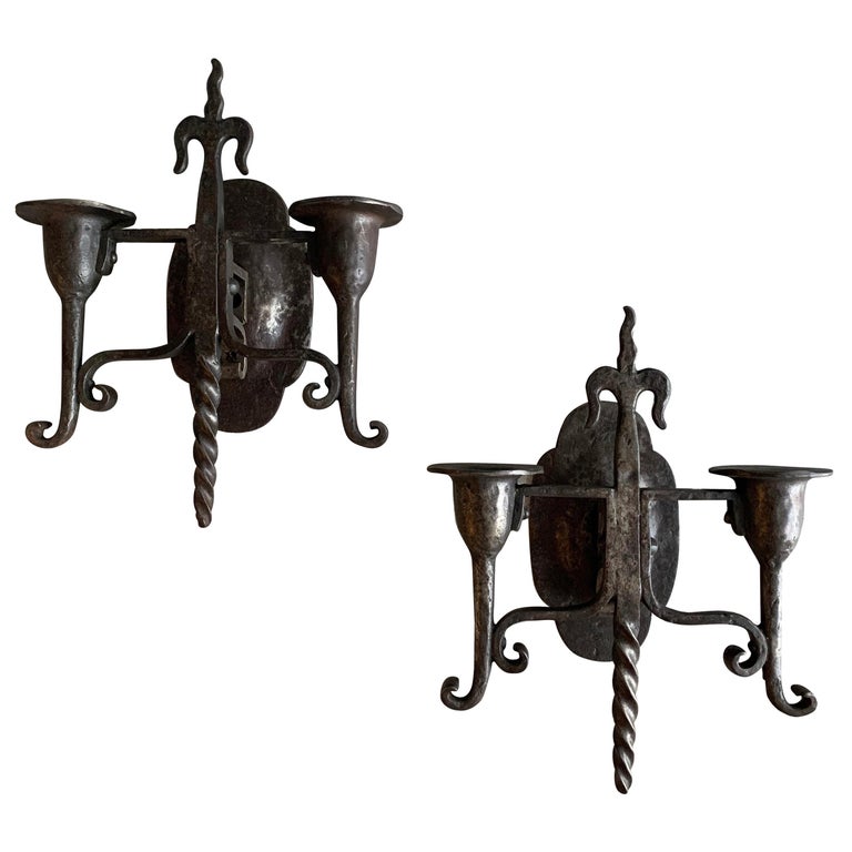 Gothic Revival Cast Iron Candle Wall Sconces At 1stdibs - Large Candle Wall Sconces Wrought Iron