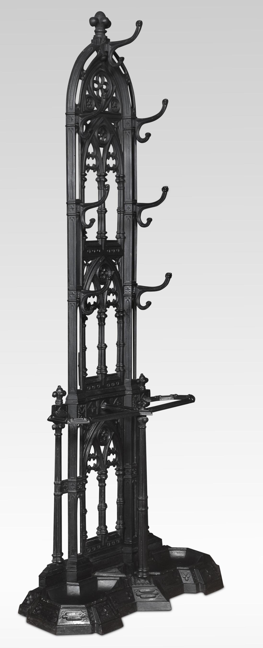 British Gothic Revival cast iron hall stand For Sale