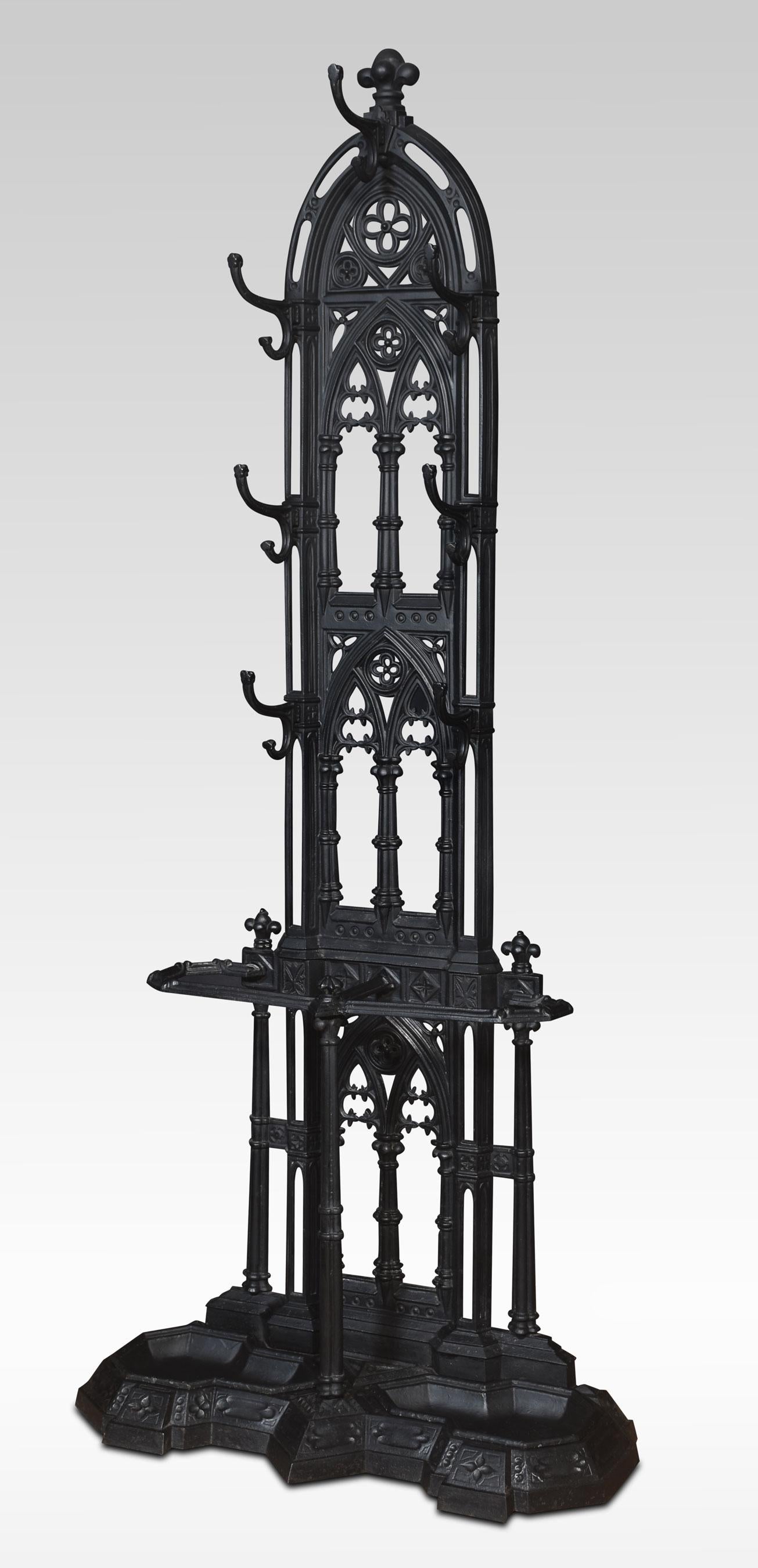 19th Century Gothic Revival cast iron hall stand For Sale