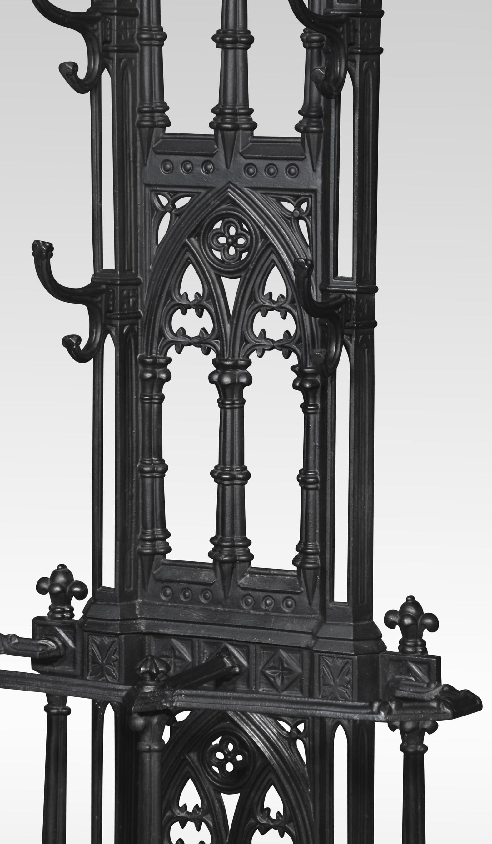 Iron Gothic Revival cast iron hall stand For Sale