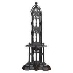 Used Gothic Revival cast iron hall stand