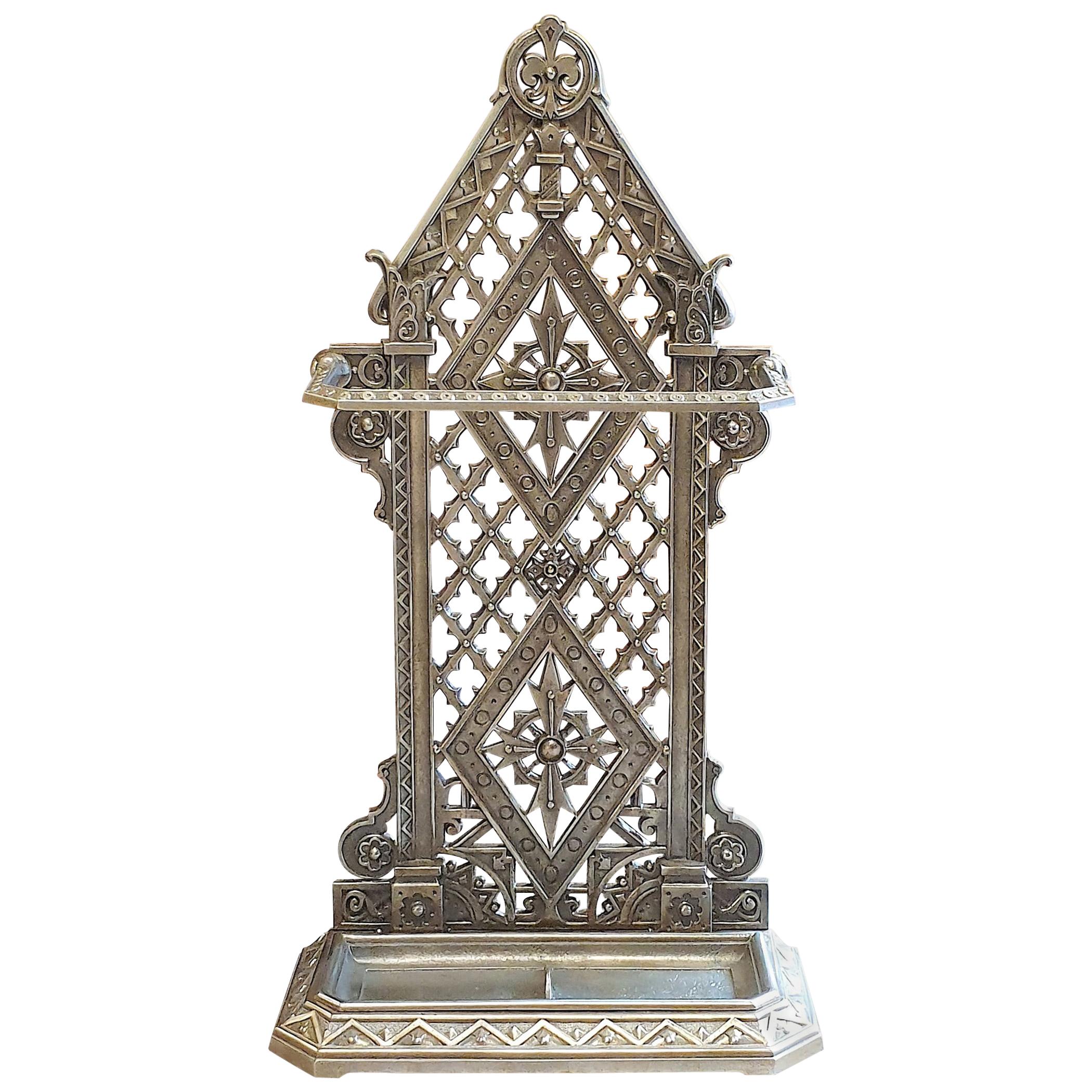 Gothic Revival Cast Iron Stick Stand For Sale