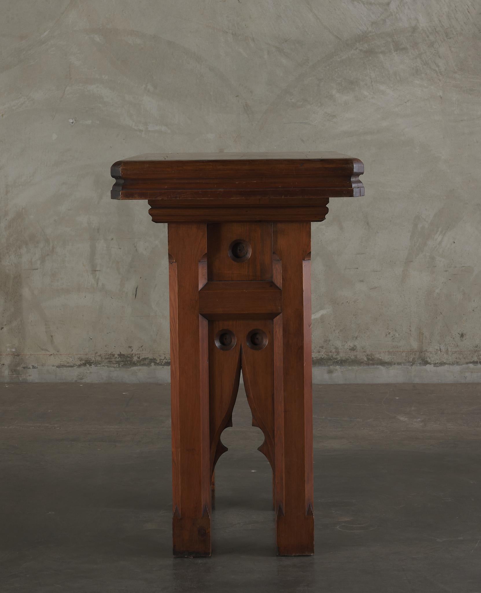 Carved Gothic Revival Console in The Manner Of Edward Welby Pugin For Sale