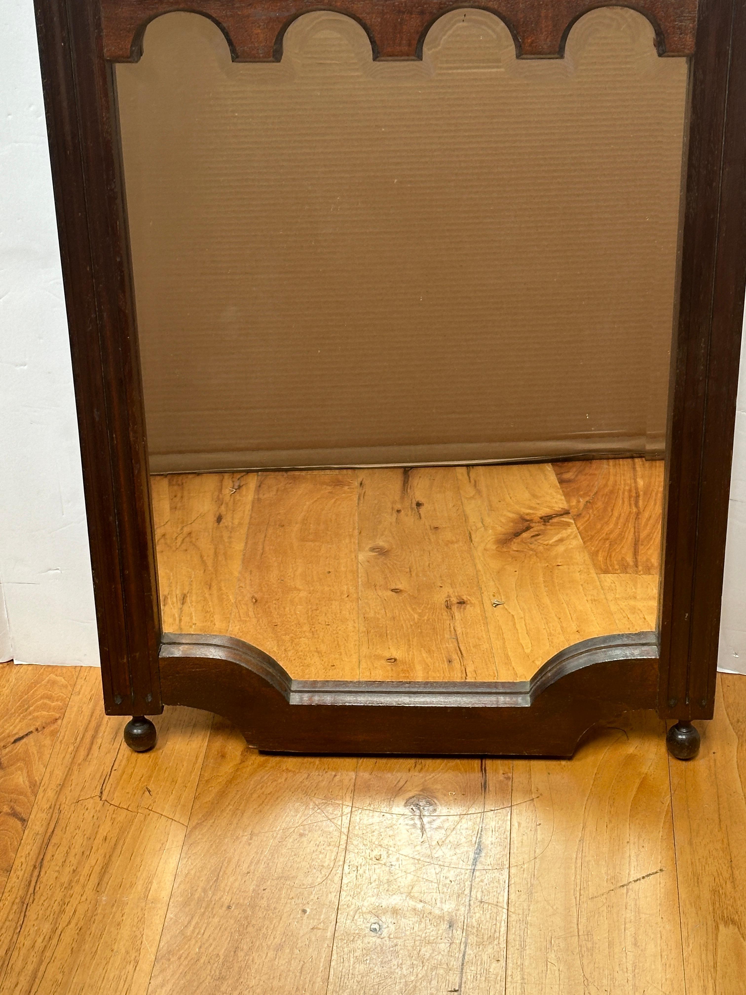 Gothic Revival Dark Walnut Frame Mirror In Excellent Condition For Sale In Pasadena, CA