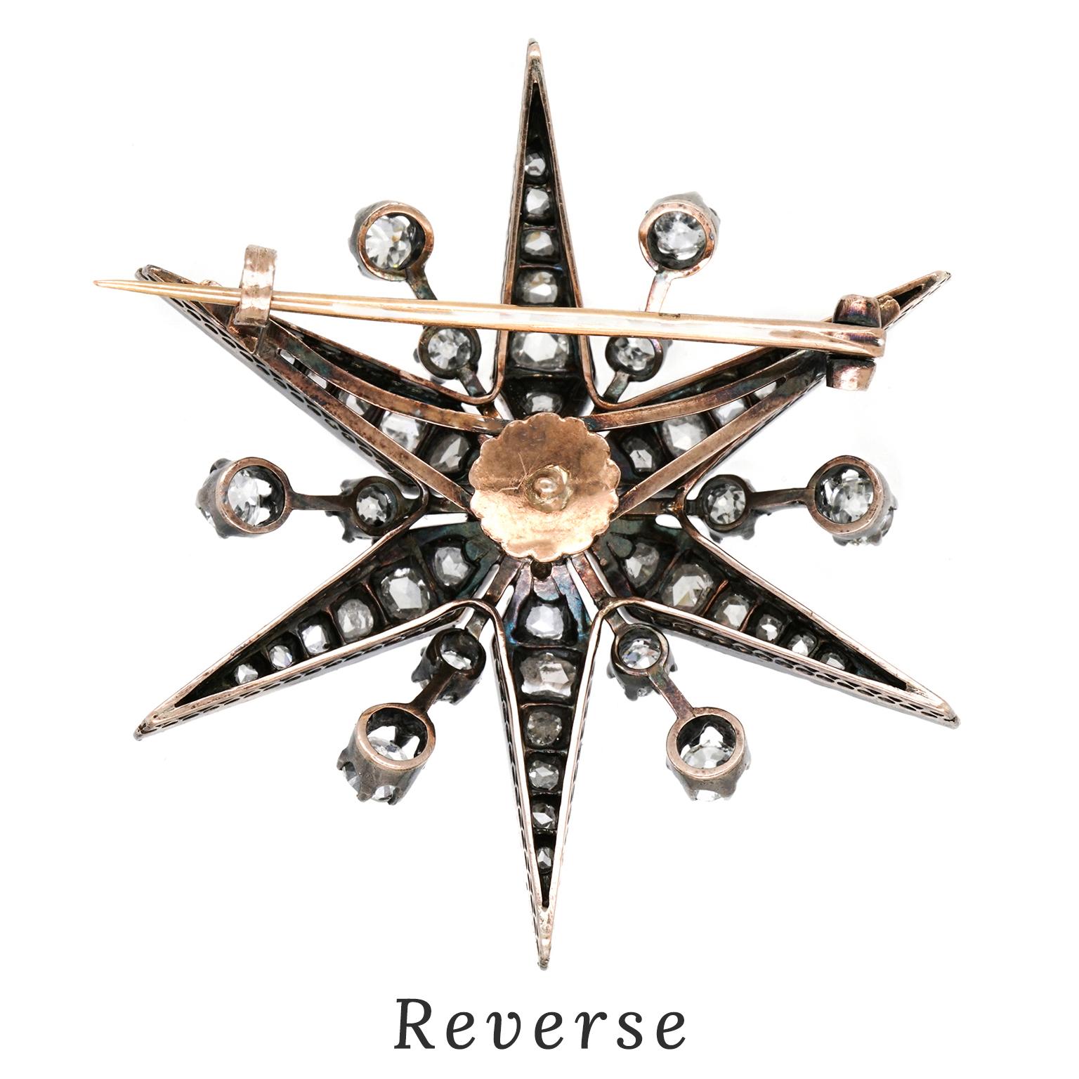 Gothic Revival Diamond Star Brooch For Sale 2