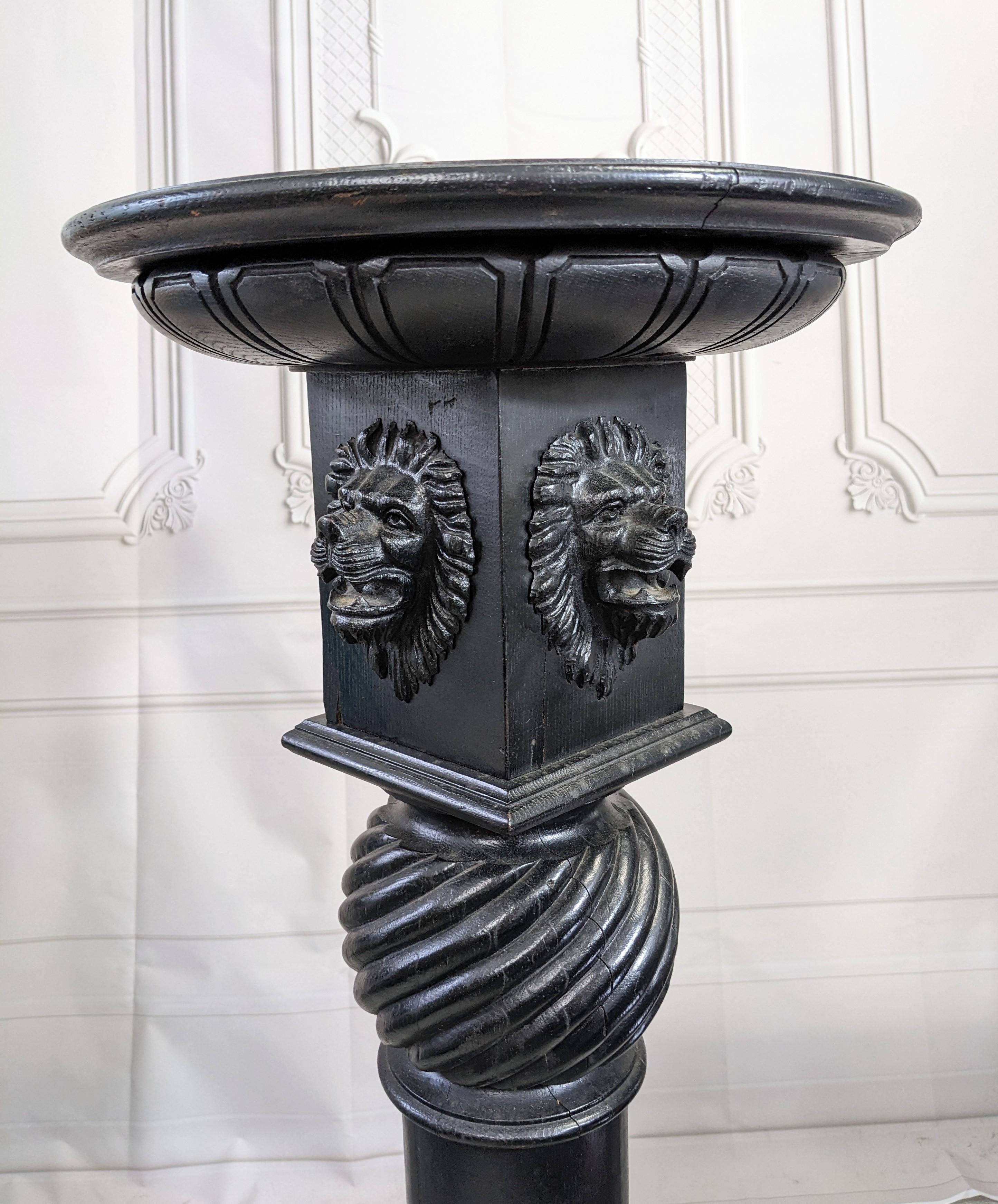 Gothic Revival Ebonized Lion's Head Pedestal For Sale 4