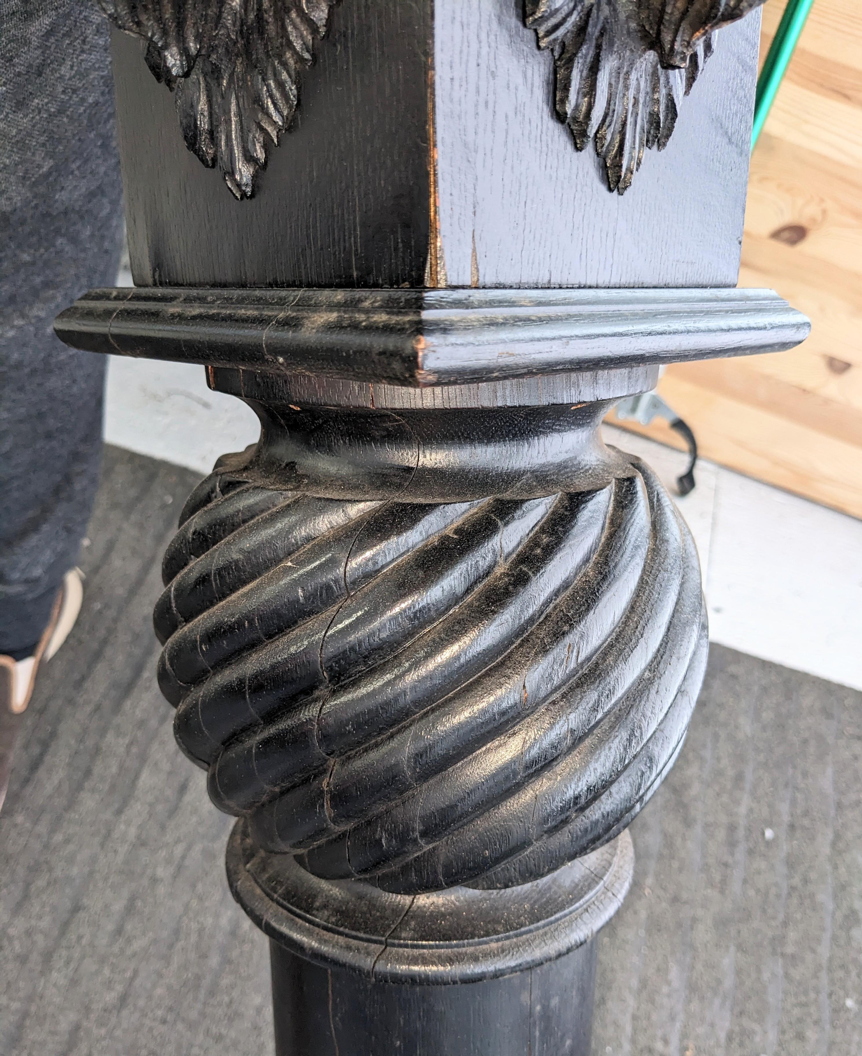 Late 19th Century Gothic Revival Ebonized Lion's Head Pedestal For Sale