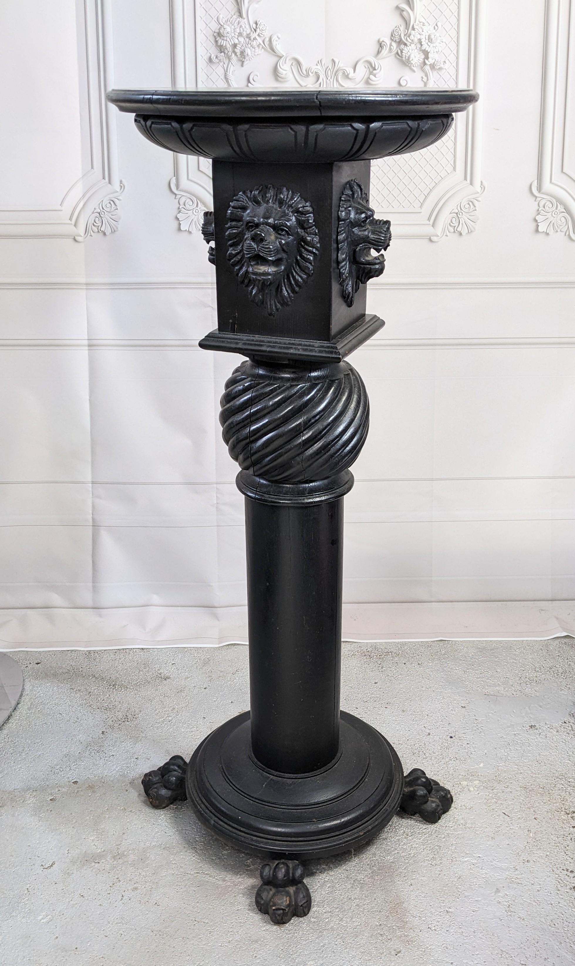 Gothic Revival Ebonized Lion's Head Pedestal For Sale 1