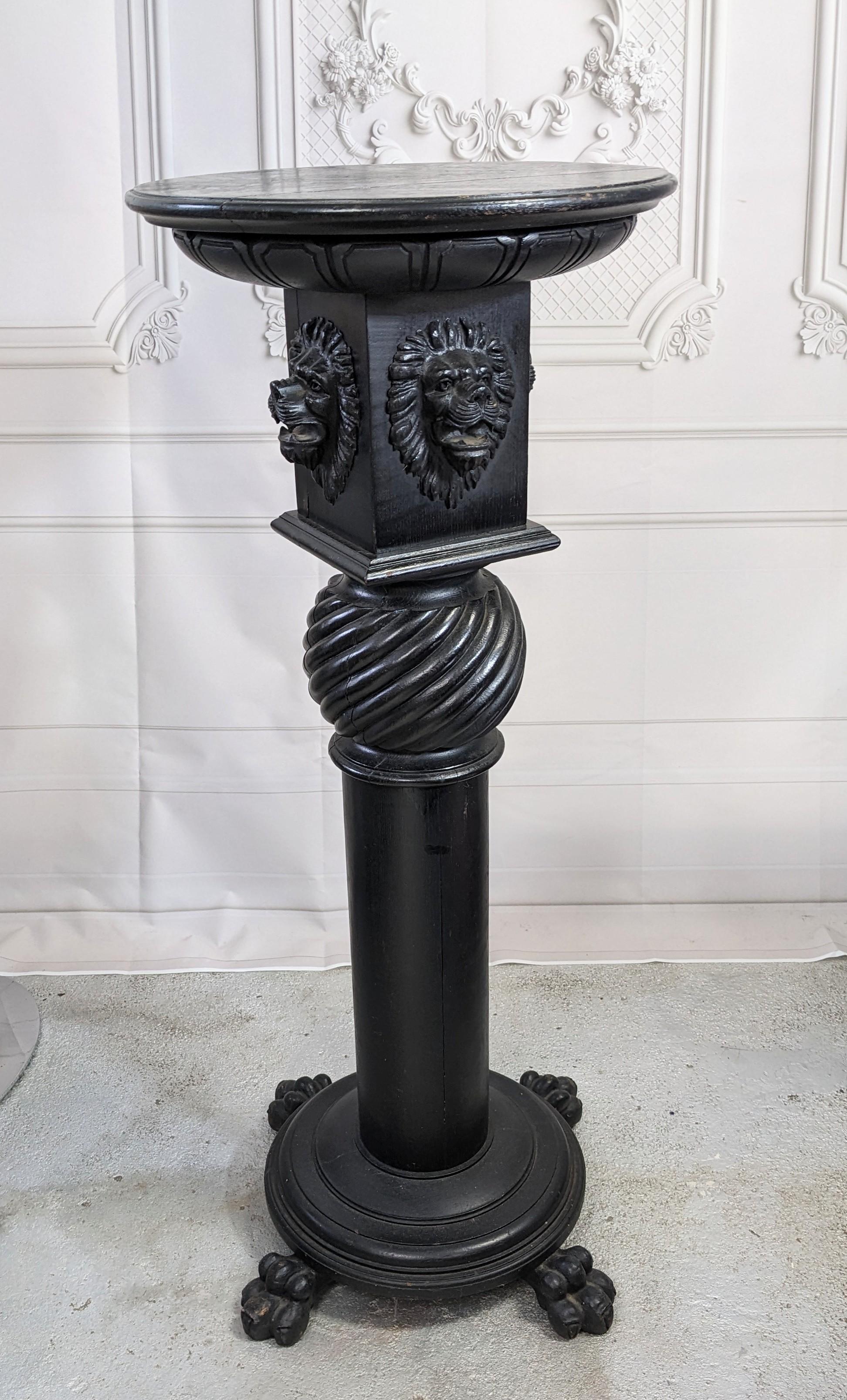 Gothic Revival Ebonized Lion's Head Pedestal For Sale 2