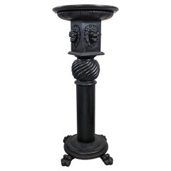 Gothic Revival Ebonized Lion's Head Pedestal