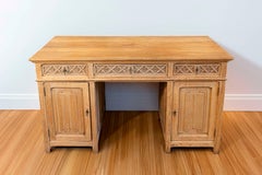 Gothic Revival English Desk of Bleached Oak with Linenfold Motifs, circa 1830