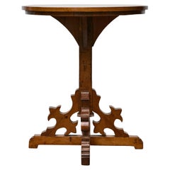 Gothic Revival English Pine Quadripod Table with Scrollwork Base, 19th Century