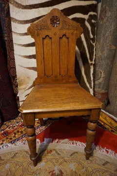 Gothic Revival English Solid Oak Singular Hand Carved Occasional Chair