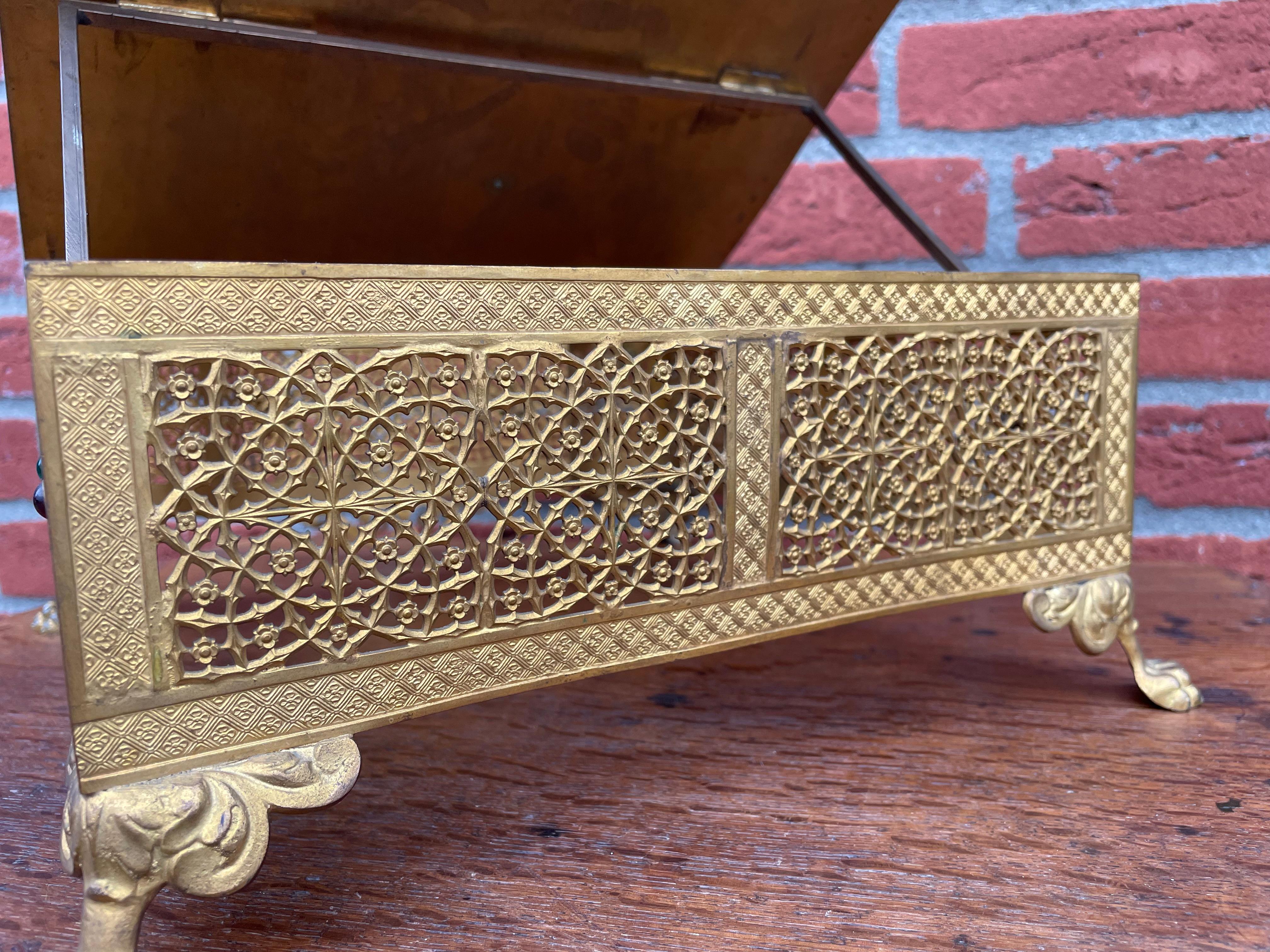 Gothic Revival Extremely Detailed Gilt Brass & Bronze Church Altar Missal Stand For Sale 13