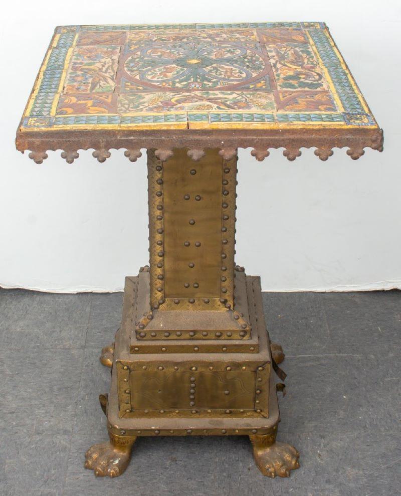 Gothic Revival Faience Top Table For Sale 3