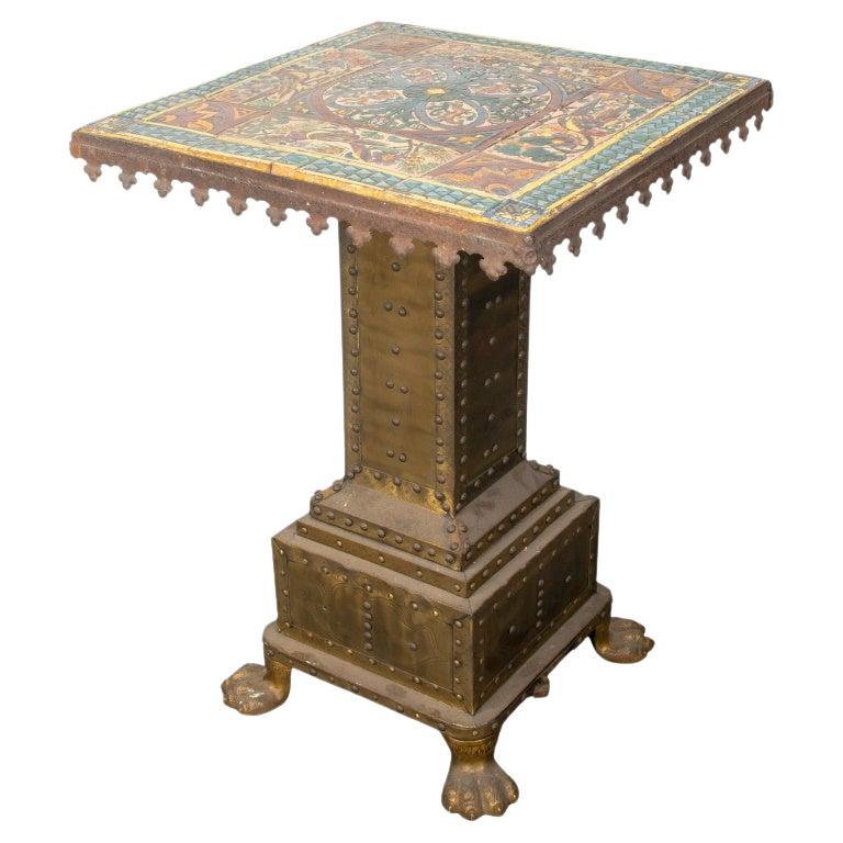 Gothic Revival Faience Top Table For Sale