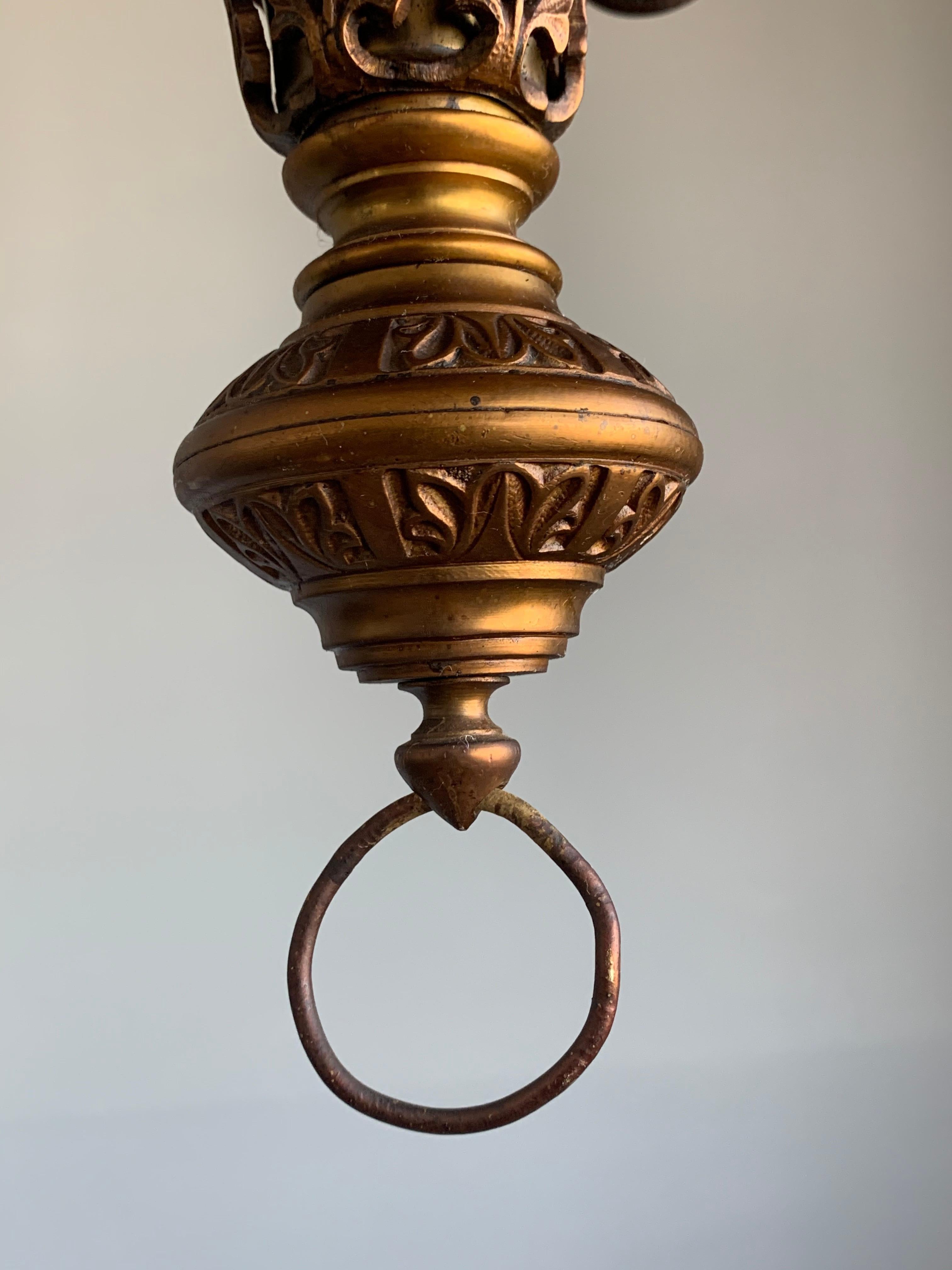 Gothic Revival Fine Bronze & Brass Church Chandelier / Six Candle Lamp / Pendant 4