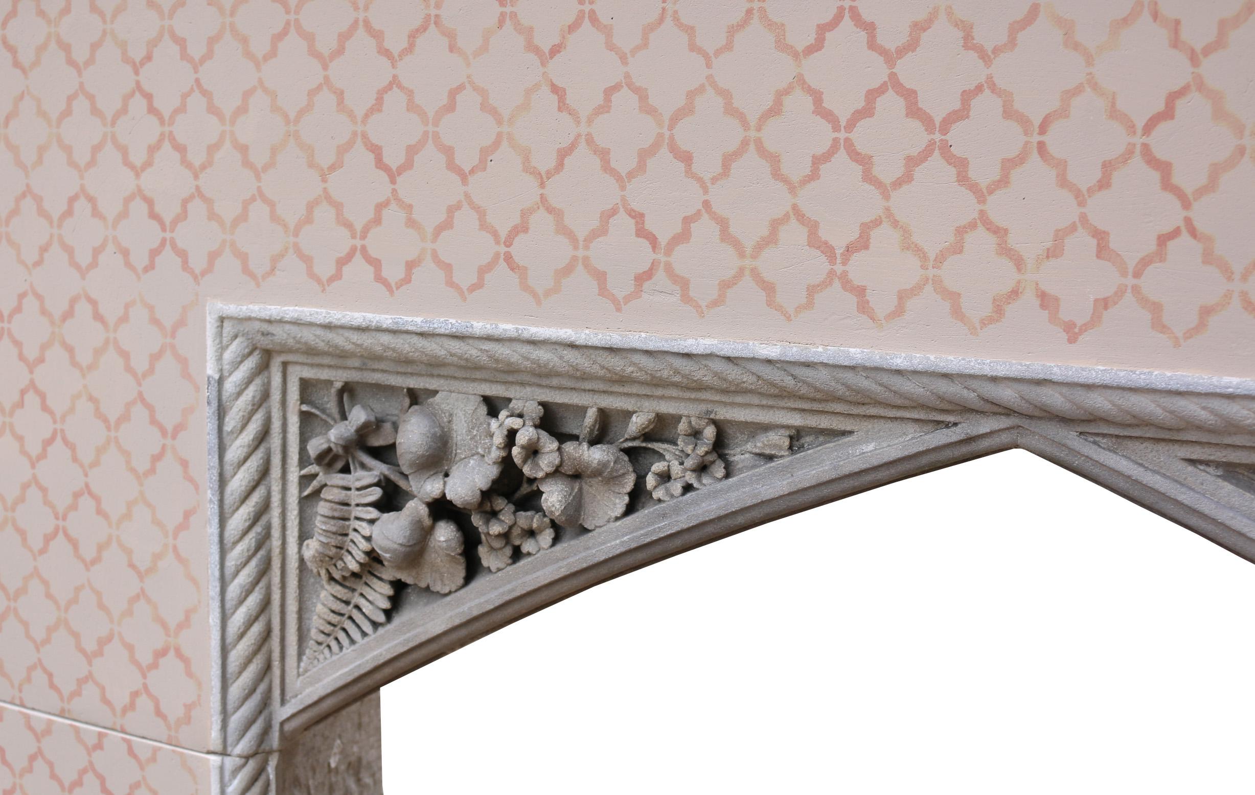19th Century Gothic Revival Fire Surround For Sale