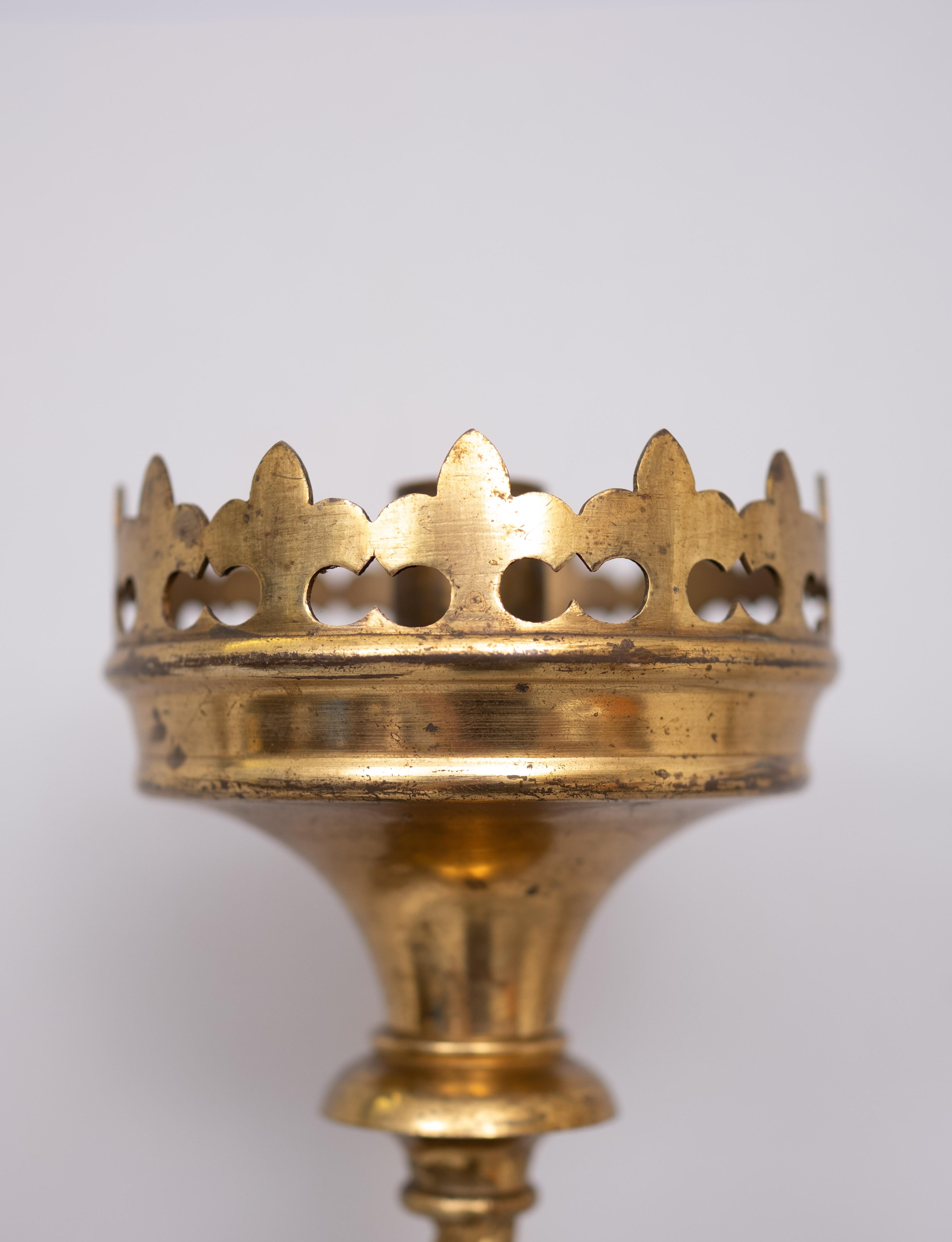 Olandese Portacandele da parete in ottone dorato del Rinascimento Gotico 1890 Olanda in vendita