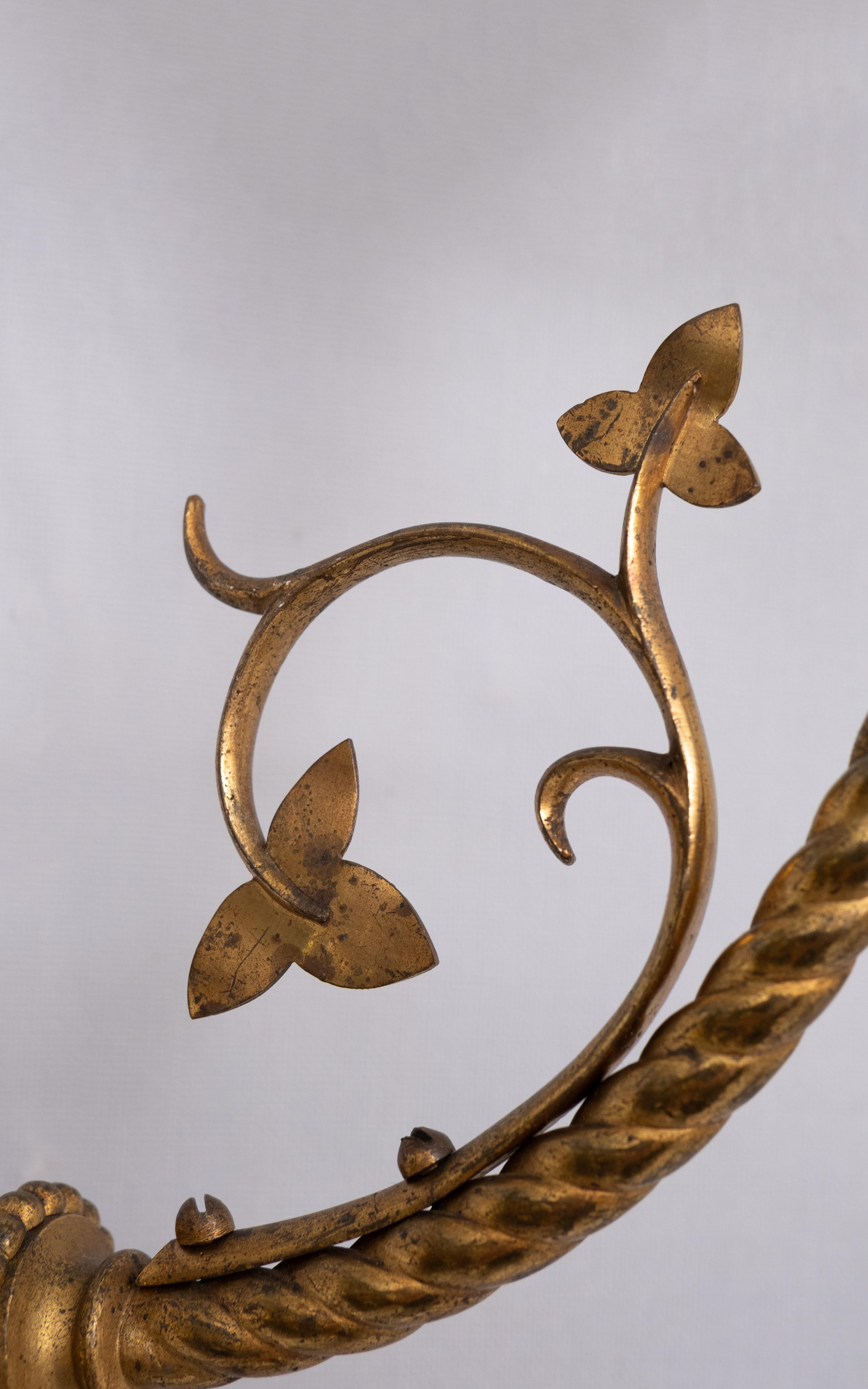 Ottone Portacandele da parete in ottone dorato del Rinascimento Gotico 1890 Olanda in vendita