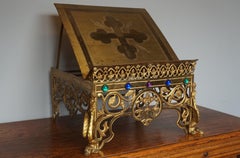 Gothic Revival Gilt Bronze Church Altar Bible Stand w. Dragon-Like Gargoyle Feet