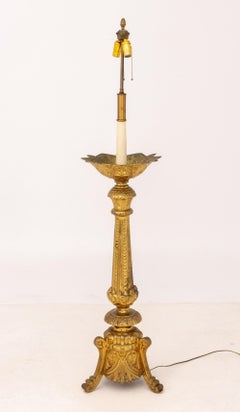 Gothic Revival Gilt Bronze Floor Lamp